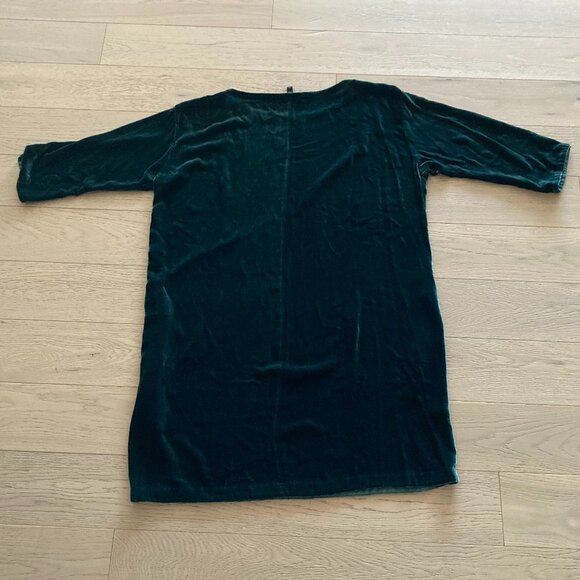 Eileen Fisher Silky Velvet Deep Green Shift Dress, small - Picture 3 of 8